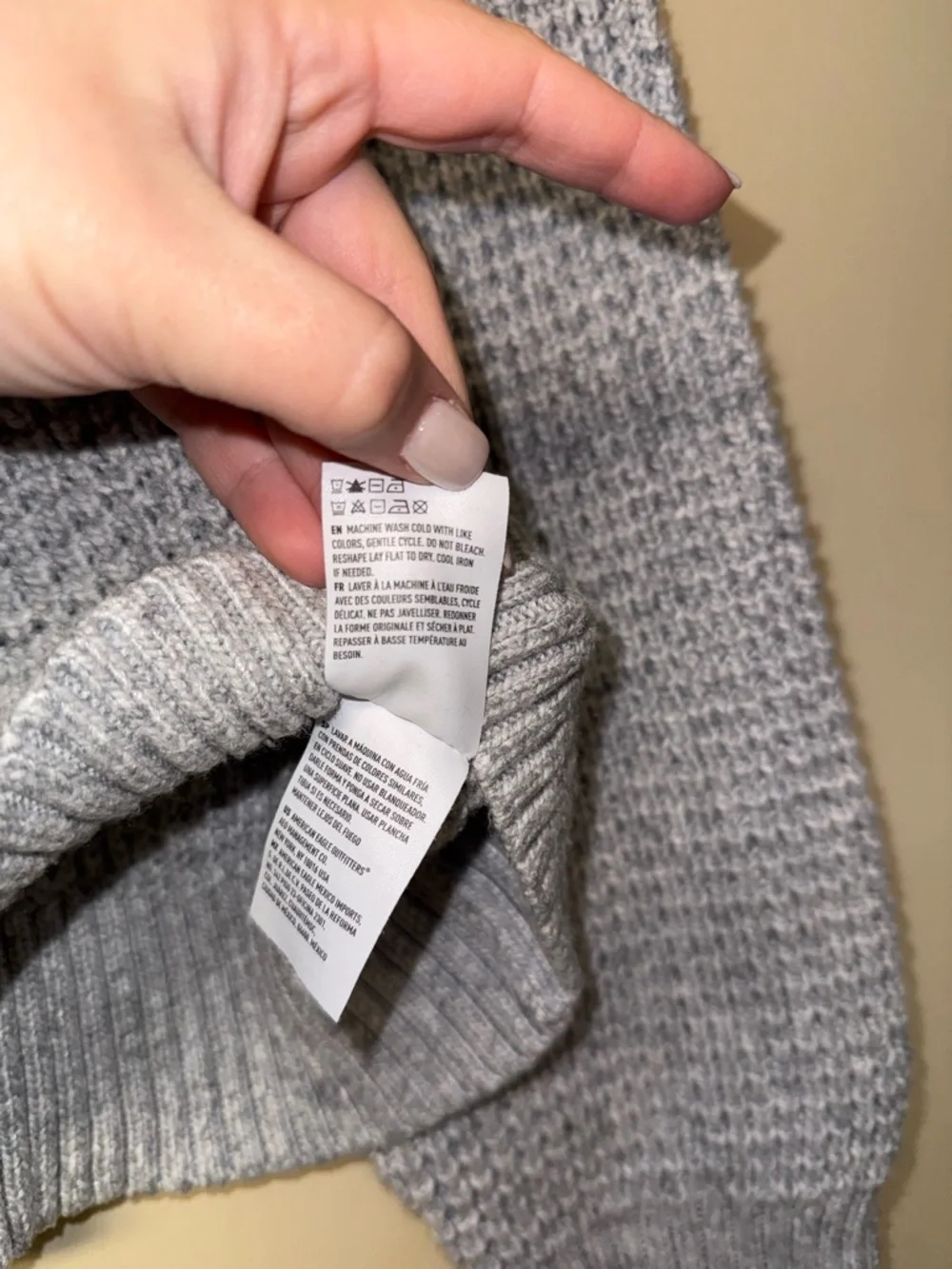 American Eagle Outfitters Gray Mock Neck Chunky Knit Sweater - Picture 5 of 5